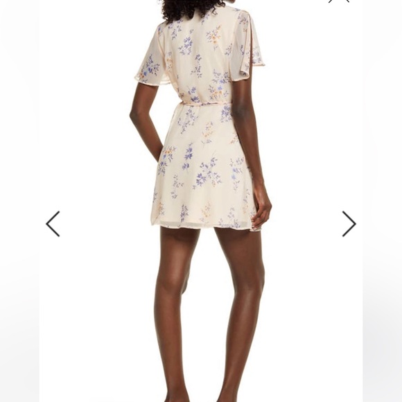 Lulus Fowler Floral Wrap Minidress in Blush Pink Size Small - Picture 3 of 15